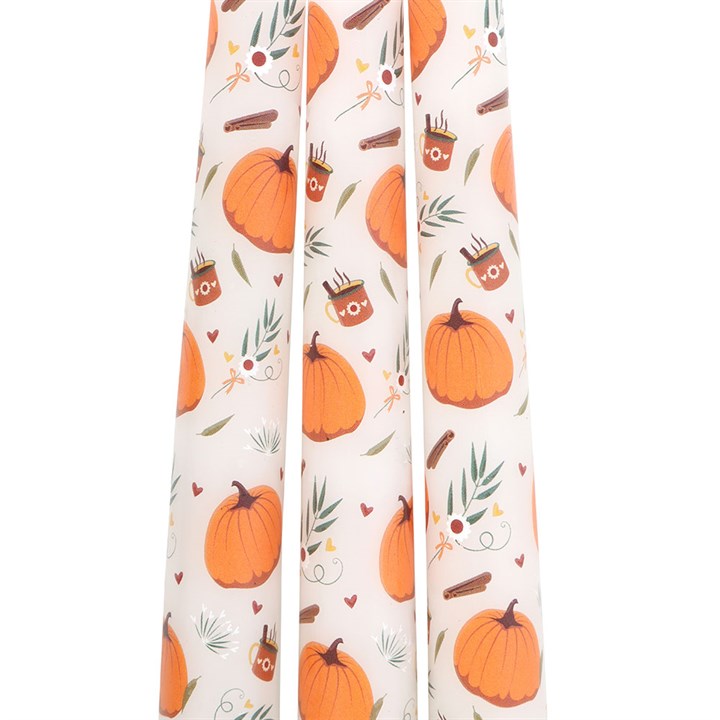 Set of 3 Pumpkin Taper Candles N/A