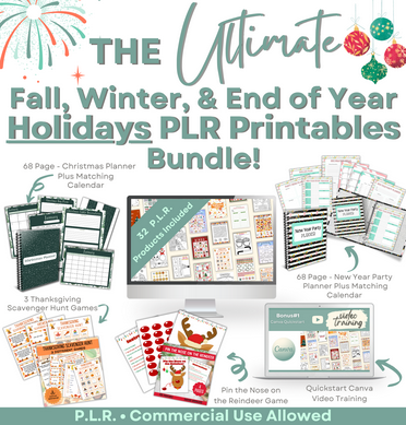 Ultimate Autumn, Winter; End of Year Holidays PLR Printable Bundle-.Digital instant Download-printible-editable on canva Wonkey Donkey Bazaar