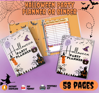 OCT4TH-DIGITAL DOWNLOAD -KIDDIES/mums- HALLOWEEN PARTY PLANNER-70 Pages (PDF PRINTIBLES