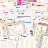 DIGITAL DOWNLOAD- Done For You –BUSY MUM PLANNER-OWL DESIGN- 52 PAGE-INSTANT DOWNLOAD/ PrintablE, EDITABLE ON CANVA