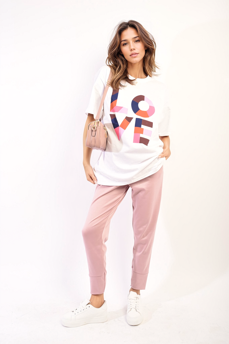 Oversized Love Slogan Print Top Moda