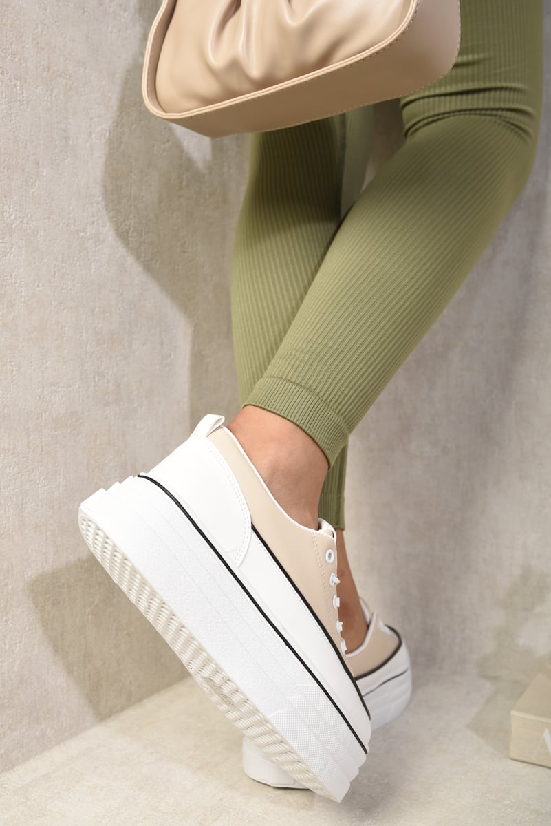 Platform Wedge Lace Up Trainers Moda