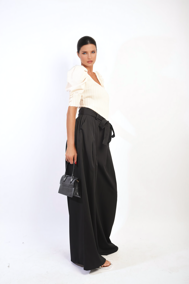 High Waist Belted Wide Leg Trouser Moda