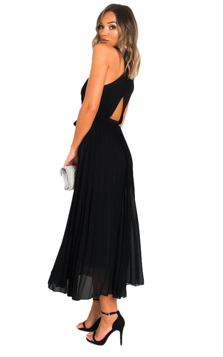 Pleated Crossover Maxi Dress Moda