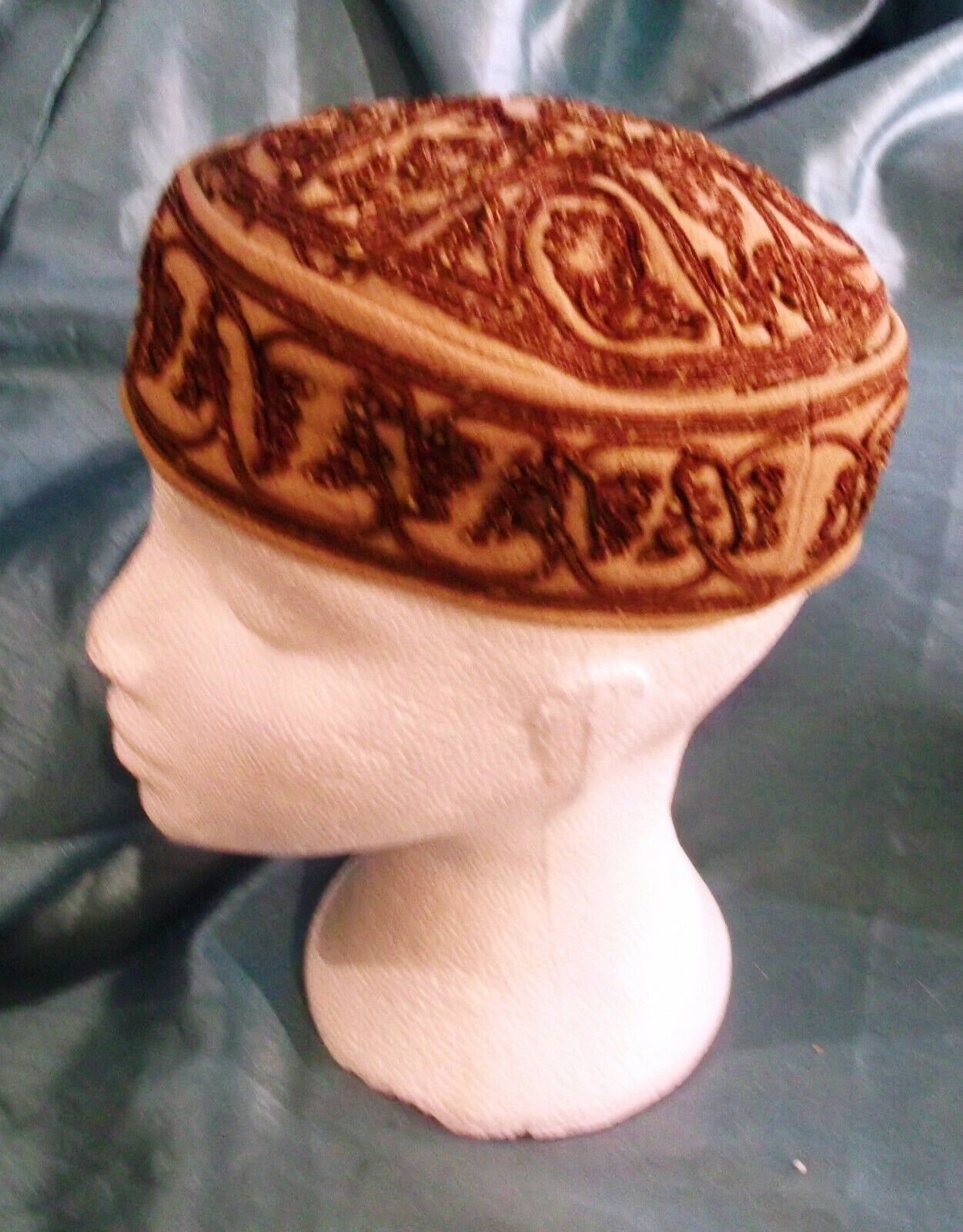 punk/cosplay/festi/stagewear/costume/ beige& brown Hand-Made Vintage FEZ HAT.EMBROIDERED 21"/62CM Etsy