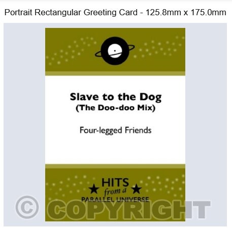 Slave to the Dog exclusive, hand-made, original greeting card.Rectangular Greeting Card - 125.8mm x 175.0mm Etsy