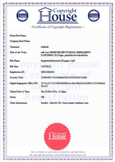 Grief Relief Journal and Reframing Lonliness workbook-printable/ digital download-197 pages, original artwork by licenced artist-Aditi-Kali) Etsy