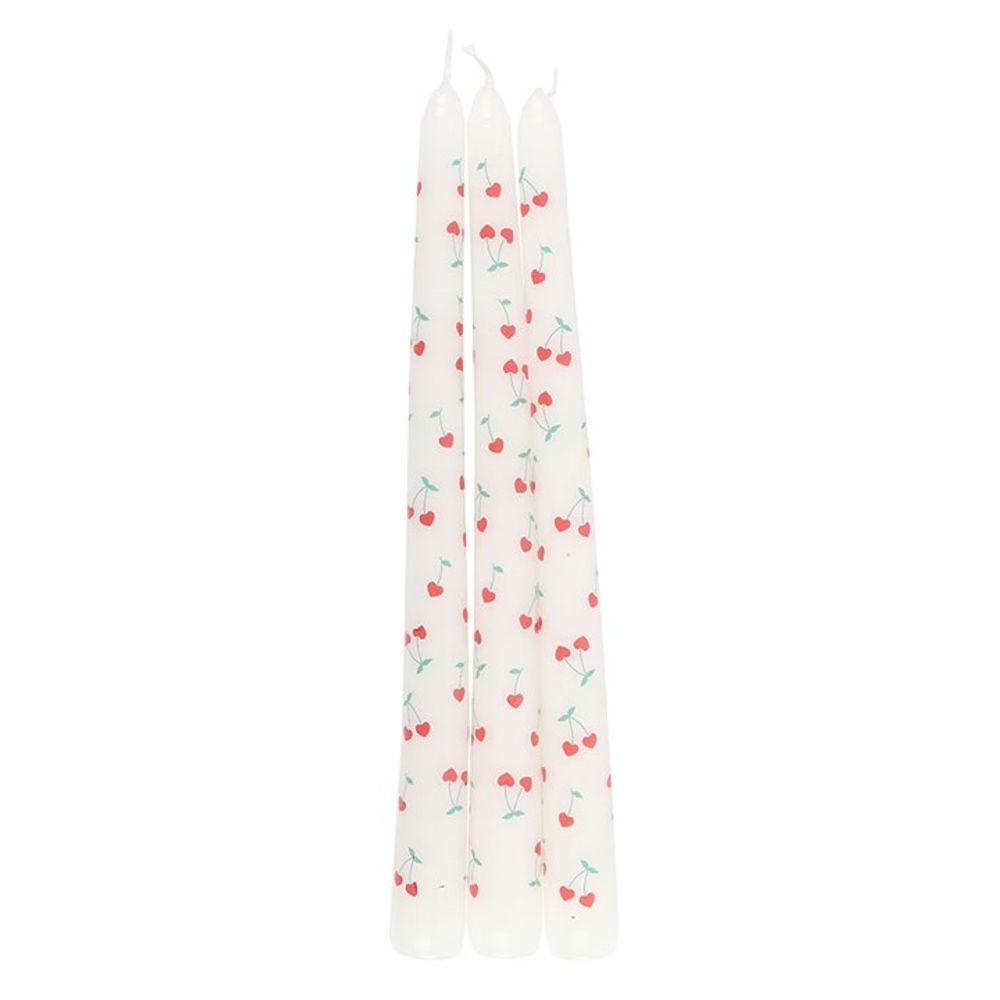 Set of 3 Heart Cherry Taper Candles N/A