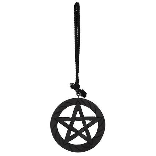 Black Wooden Hanging Pentagram N/A