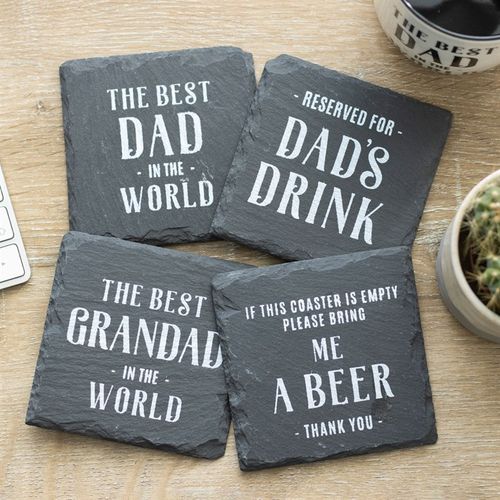 Set of 24 Slate Coasters for Him in Display N/A