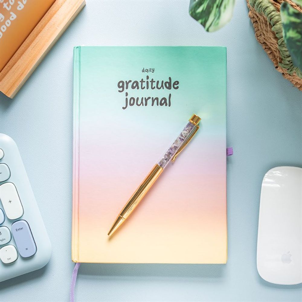Multicoloured Gratitude Journal with Amethyst Pen N/A
