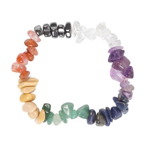 Set of 24 Chakra Crystal Chip Bracelets in Display Box N/A