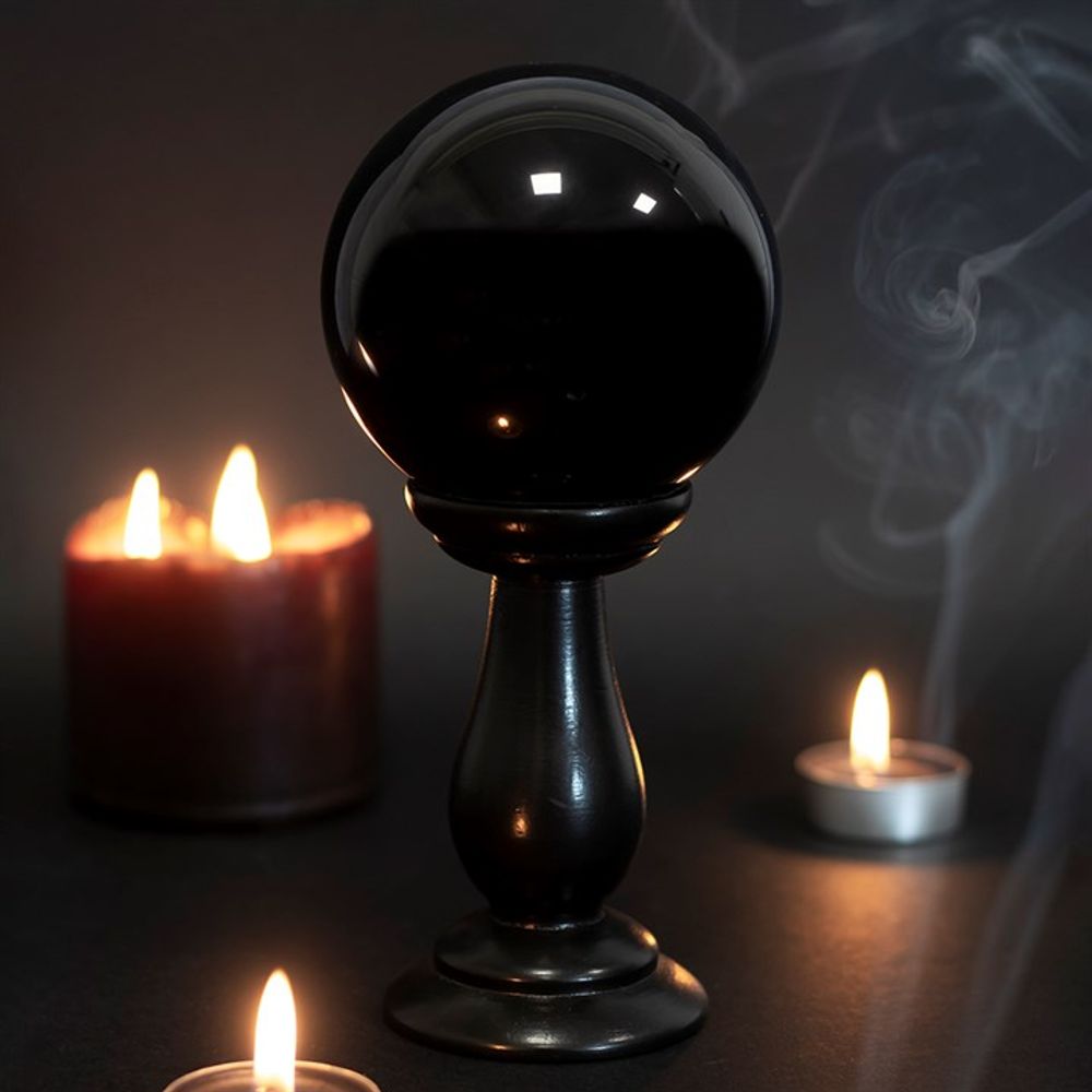 Small Black Crystal Ball on Stand N/A