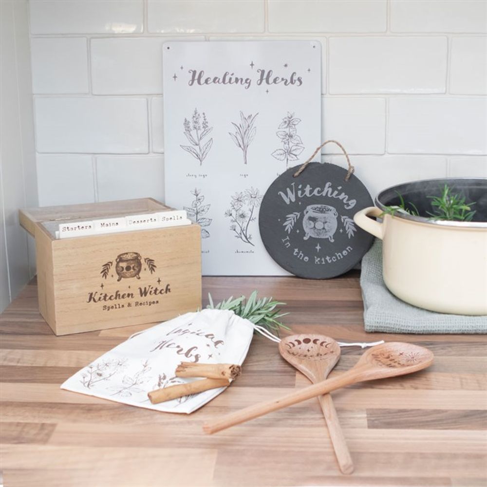 Kitchen Witch Wooden Recipe Box N/A
