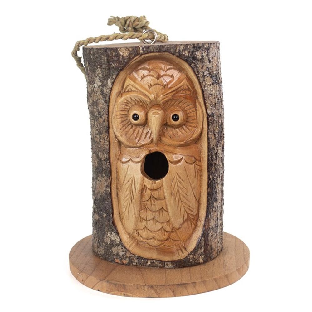 Pine Wood Open Eye Owl Bird House N/A