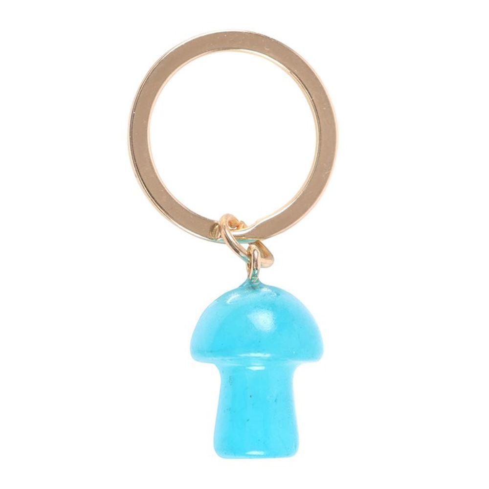 Blue Aura Crystal Mushroom Keyring N/A