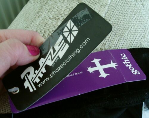 GOTHIC/PUNK Phaze Alice Long Skirt- Black Velvet Skirt with White Lace & Ribbon Phaze