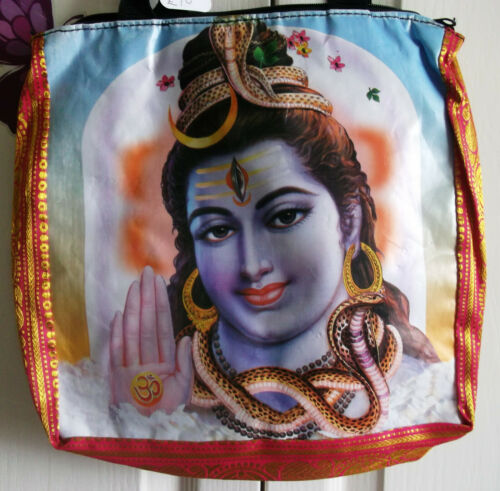 UNISEX UNUSUAL HINDU DEITY CROSSOVER TOTE BAG2- LINED.ZIP FAST 29CM X34CM LONG Unbranded
