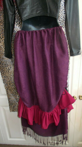 RECYCLED/BESPOKE/BOHO Burgundy Layered, Ruffled, Hitched Skirt Steampunk OOAK Magpiemair