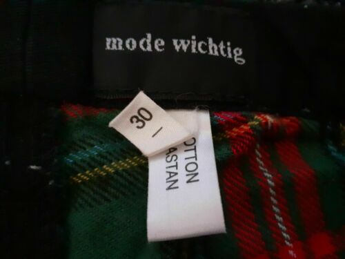 Green/black Tartan Punk bondage Trousers - Mode Wichtig Size 30-zips,straps. Mode Wichtig