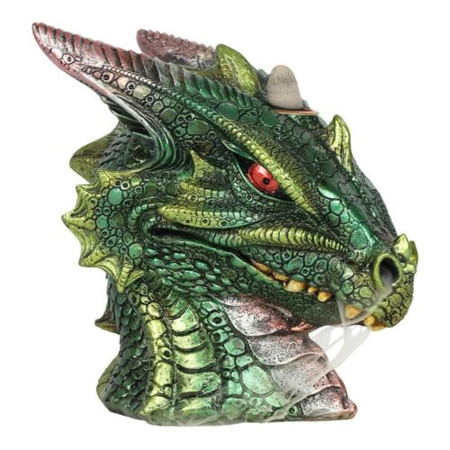 PAGAN/WICCAN Large Green Dragon Head Backflow Incense Burner- H18.5cm X W18.5cM Unbranded