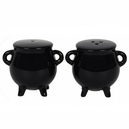 • wicca/new age/pagan Black Cauldron Cruet Set Size H6cm x W7cm x D5cm none