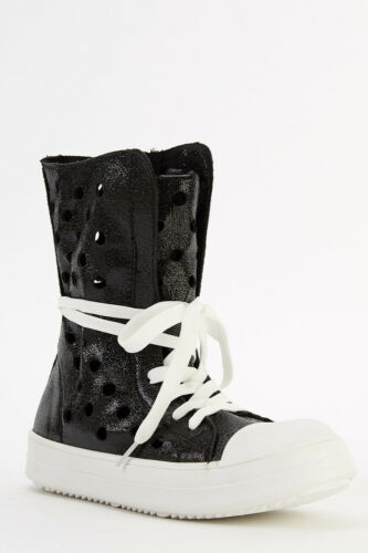 Laser Cut High Top Metallic Trainers-lace-up.perfect for spring/summer/festivals Unbranded