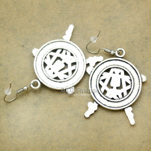 Silver Pentacle Pentagram Star Skull Witch Wiccan Pagan Earrings -Pagan,Wiccan Handmade