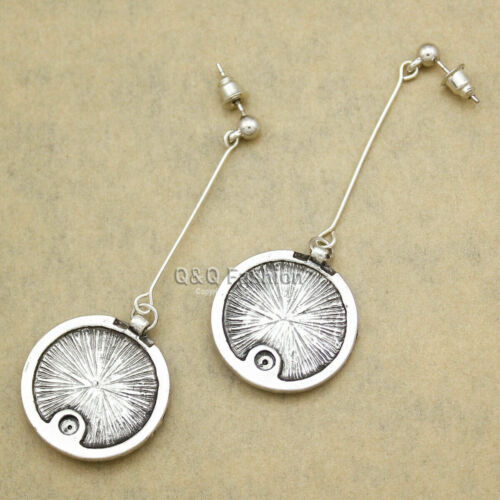 Vintage Silver Celtic Pentacle Star Trinity Knot Bar Wicca Pagan Dangle Earrings Handmade