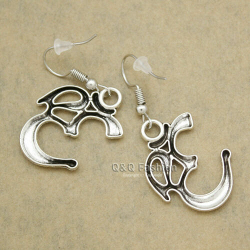 Indian Tibetan Buddhist Om Ohm Aum Sign Sacred Sound Hindu Sanskrit Earrings Handmade