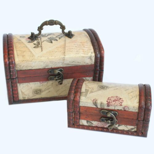 Set of2 antique style Colonial trinket/jewellery Boxes-Rose Design-Shabby Chic none