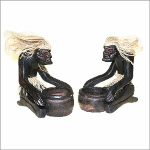 Primitive Art - Men Doing Things Hand carved figure-- CANDLE HOLDER ANCIENT WISDOM