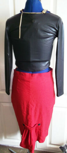 STEAMPUNK/goth/BOHO/PUNK red stretchy pencil SKIRT,SIZE12,Voodoo Vixen.size 10 Voodoo Vixen