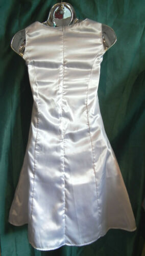 New white satin kneelength WEDDING/PROM skater dress beadwork.sizexxsBUST 28" none