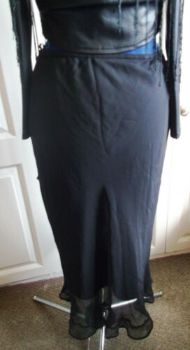 PUNK/goth/BOHO/vintage BLACK chiffon long floaty SKIRT,ELASTICATED WAIST, LINED Unbranded