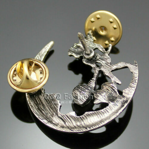 Antique Tribal Angel Fairy Feeding Moon Cresent Pearl Baroque Lapel Brooch Pin Unbranded