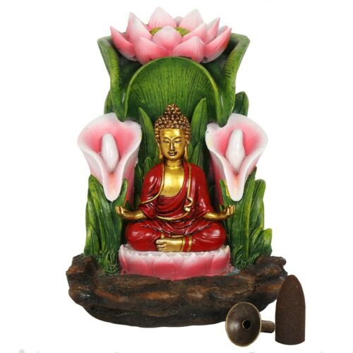 PAGAN/WICCAN•Colourful Buddha Backflow Incense Burner- H:14cm W:12cm D:13.5cm Unbranded