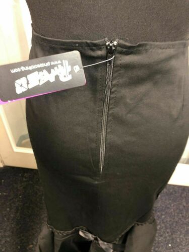 LUSH Phaze Long Stretch Canvas Skirt black Ribbon New Size 12 goth punk style phaze