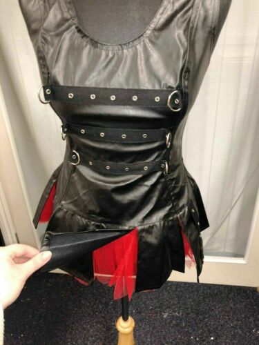 PUNK/GOTH/CYBER/Roman Tunic Matt Black Pvc Phaze New Size 12-BONDAGE STRAPS.TUTU phaze