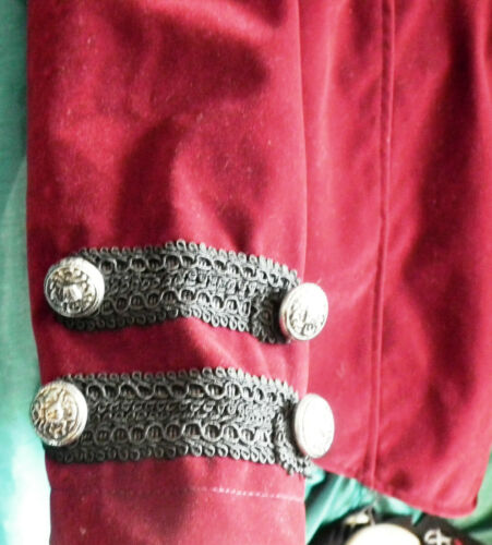 Unisex red brocadeMilitary StyleFrokCoat-with tails/Dark Star.New.Size XL-ch-48" Darkstar