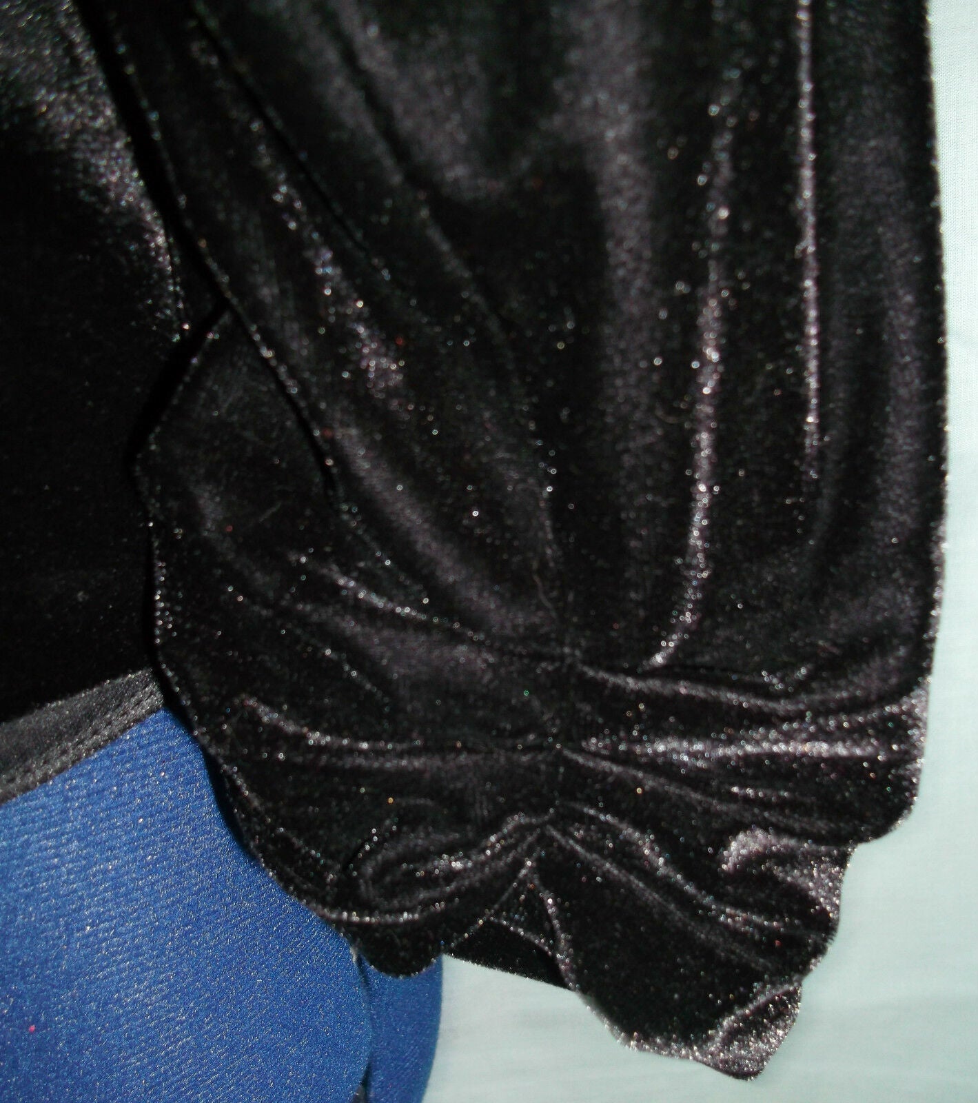 gothic/burlesque black velvet diagonal cut jacket,size 12.purple laced edges ATMOSPHERE