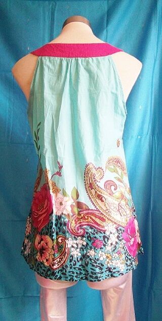 SophyLine Paris.size large,blue paisley top,pink embroidery,floral/paisley cotto sophy line paris
