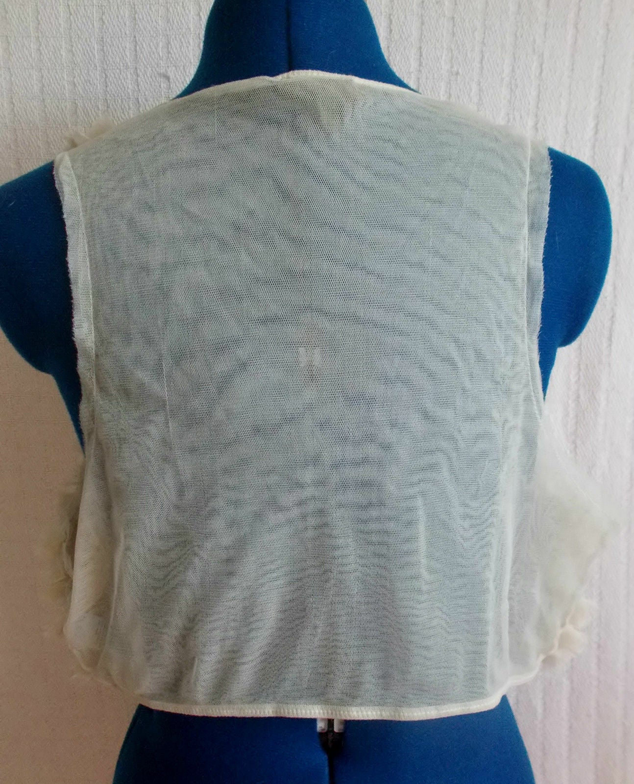 Top Shop.cream 60's style flower applique cropped waistcoat,.size 12 Topshop