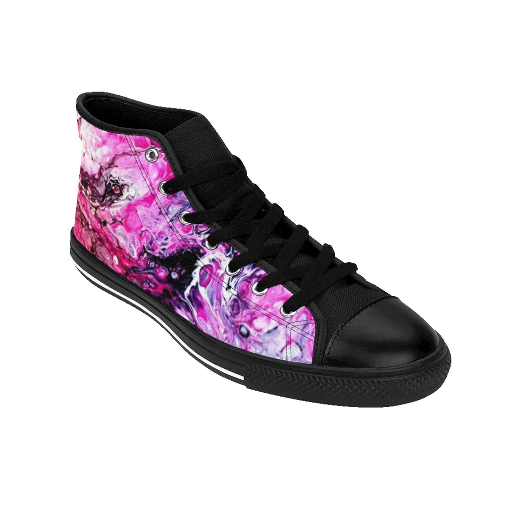 Men's High-top Sneakers-pink marble by Aditi-Kali Printify