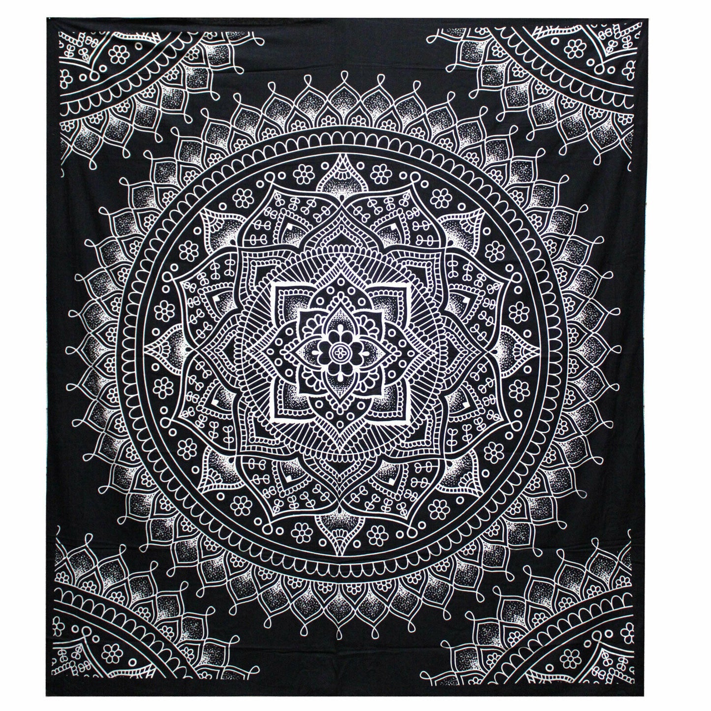 B&W Double Cotton Bedspread/Wall Hanging-LOTUS FLOWER-Width: 200cm Height: 230CM Handmade