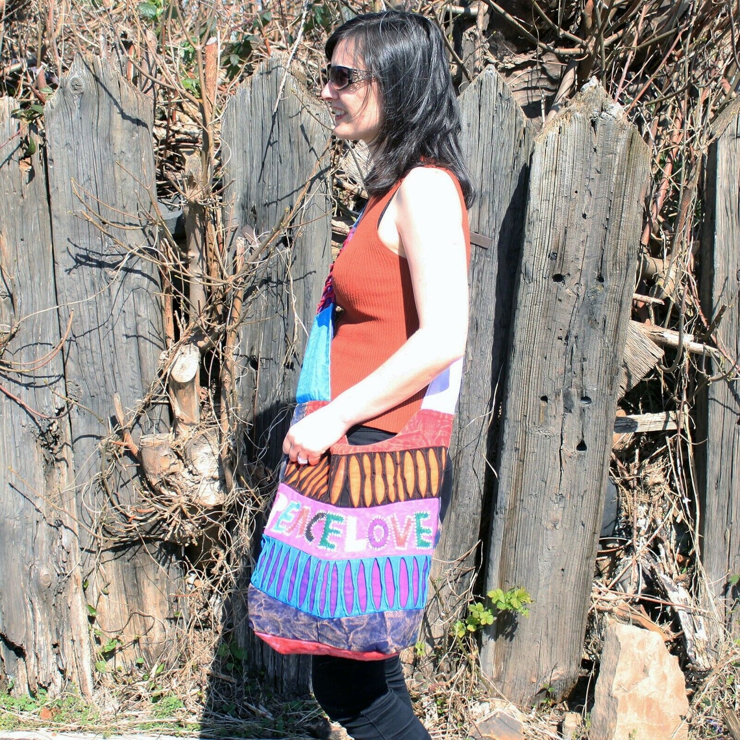 NEW bOHO/FESTI/HIPPY Patchwork Bags-PEACE LOVE shoulder bag/sling bag 34 X 36CM. New