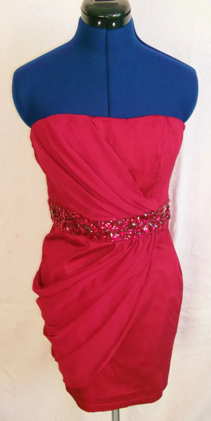 AXParis Pink strappy draped fitted dress.size14 crystal embellishment AX Paris