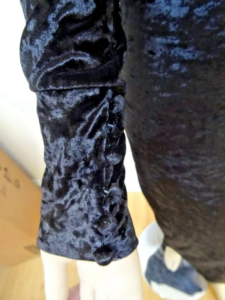 BITCHING & JUNK FOOD ladies black velvet maxi dress MEDIUM 10 - 12 GOTH PUNK BITCHING & JUNK FOOD