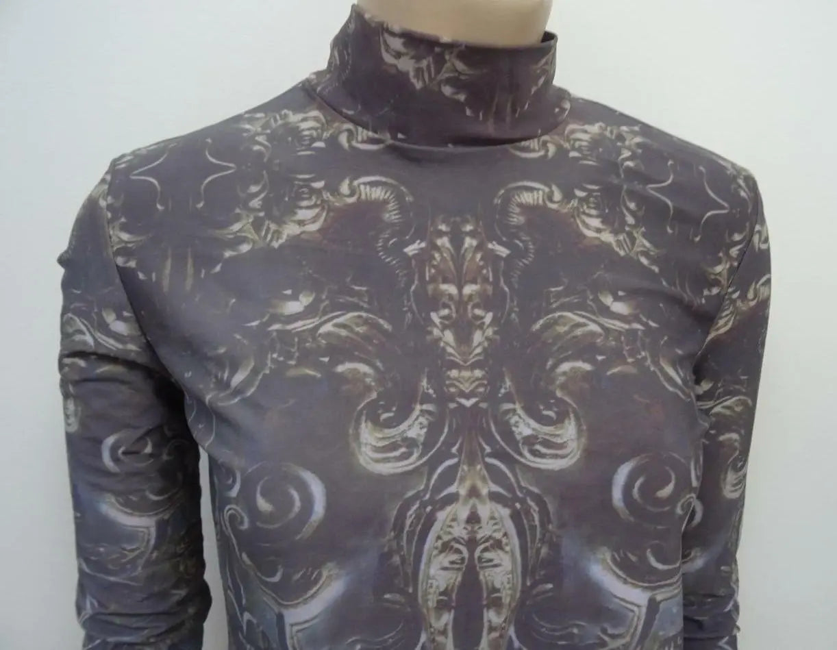 BITCHING & JUNK FOOD ladies scroll print high neck crop top MEDIUM 10 NEW BITCHING & JUNK FOOD