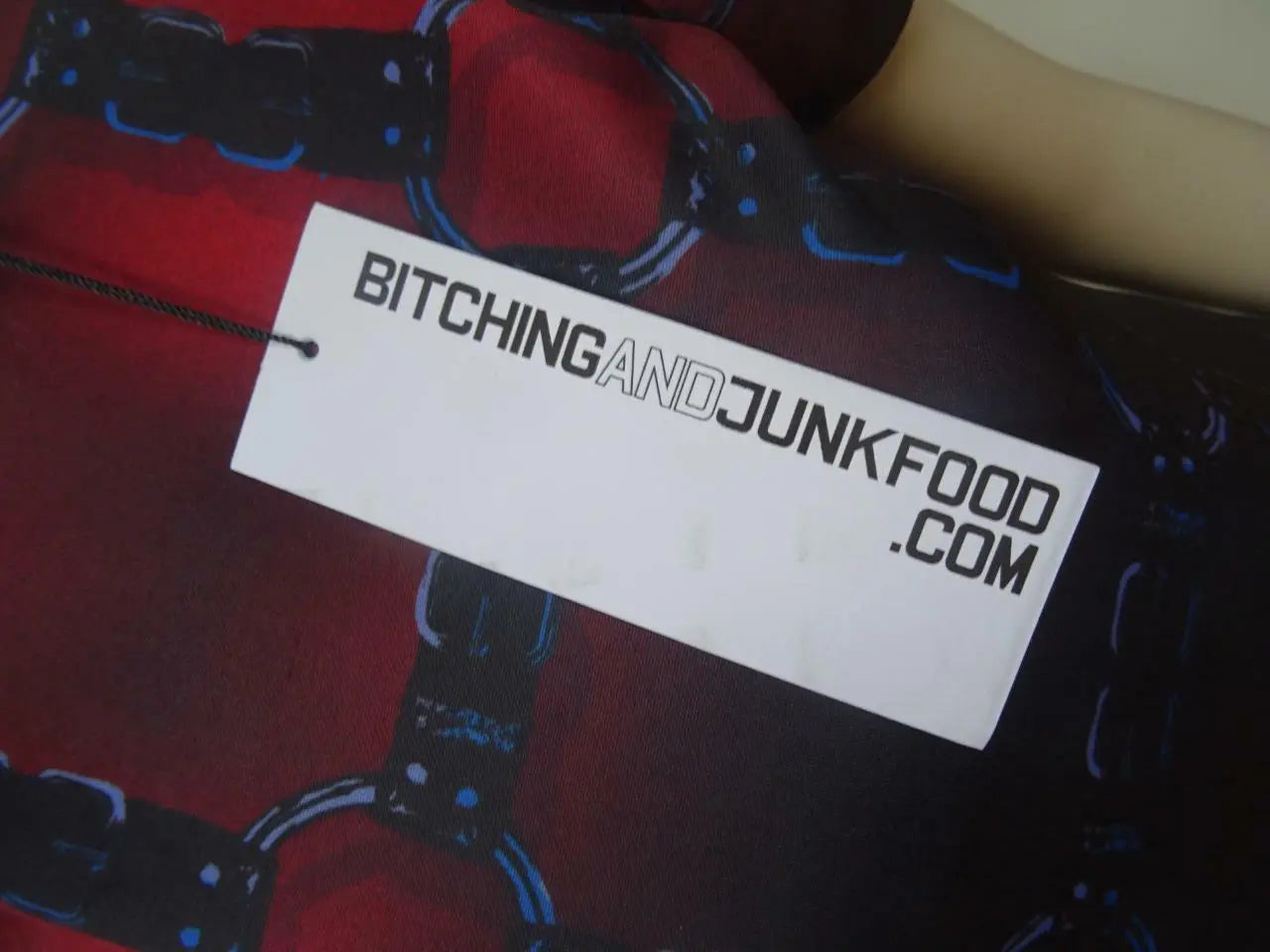 BITCHING & JUNKFOOD ladies bondage scuba skater dress L UK 12 - 14 NEW PUNK GOTH BITCHING & JUNKFOOD